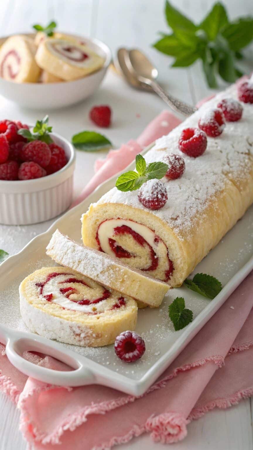 Log Roll Raspberry Shortcake Raspberry White Chocolate Cake Roll Recipe | Tasty Meals Blog