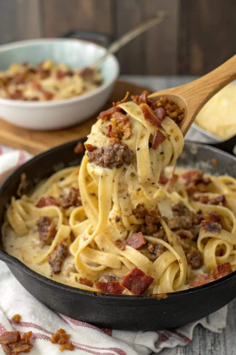 Loaded Bacon Cheeseburger Alfredo Pasta Recipe