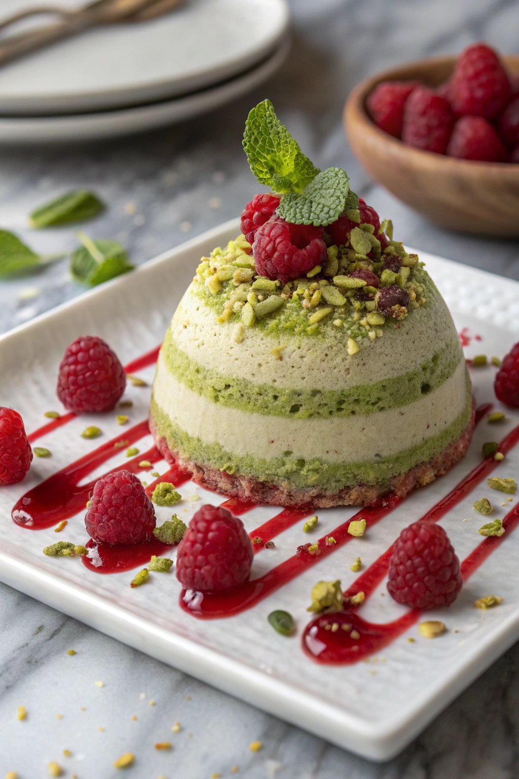 Pistachio & Raspberry Cheesecake Domes Recipe