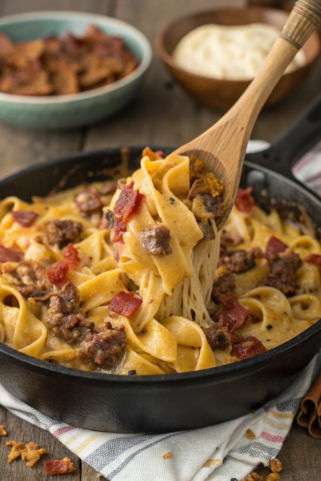 Loaded Bacon Cheeseburger Alfredo Pasta Recipe