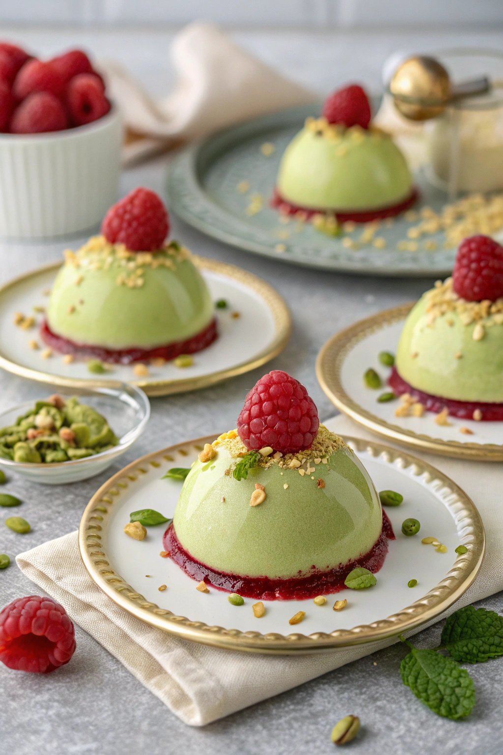 Pistachio & Raspberry Cheesecake Domes Recipe