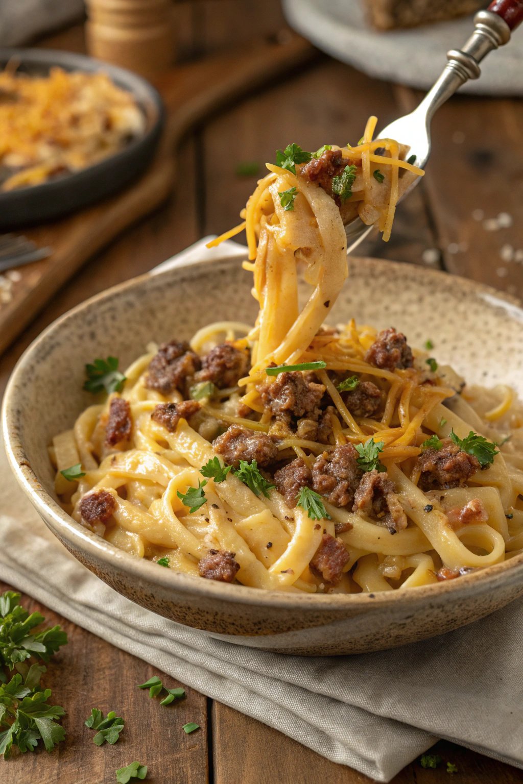 Loaded Bacon Cheeseburger Alfredo Pasta Recipe