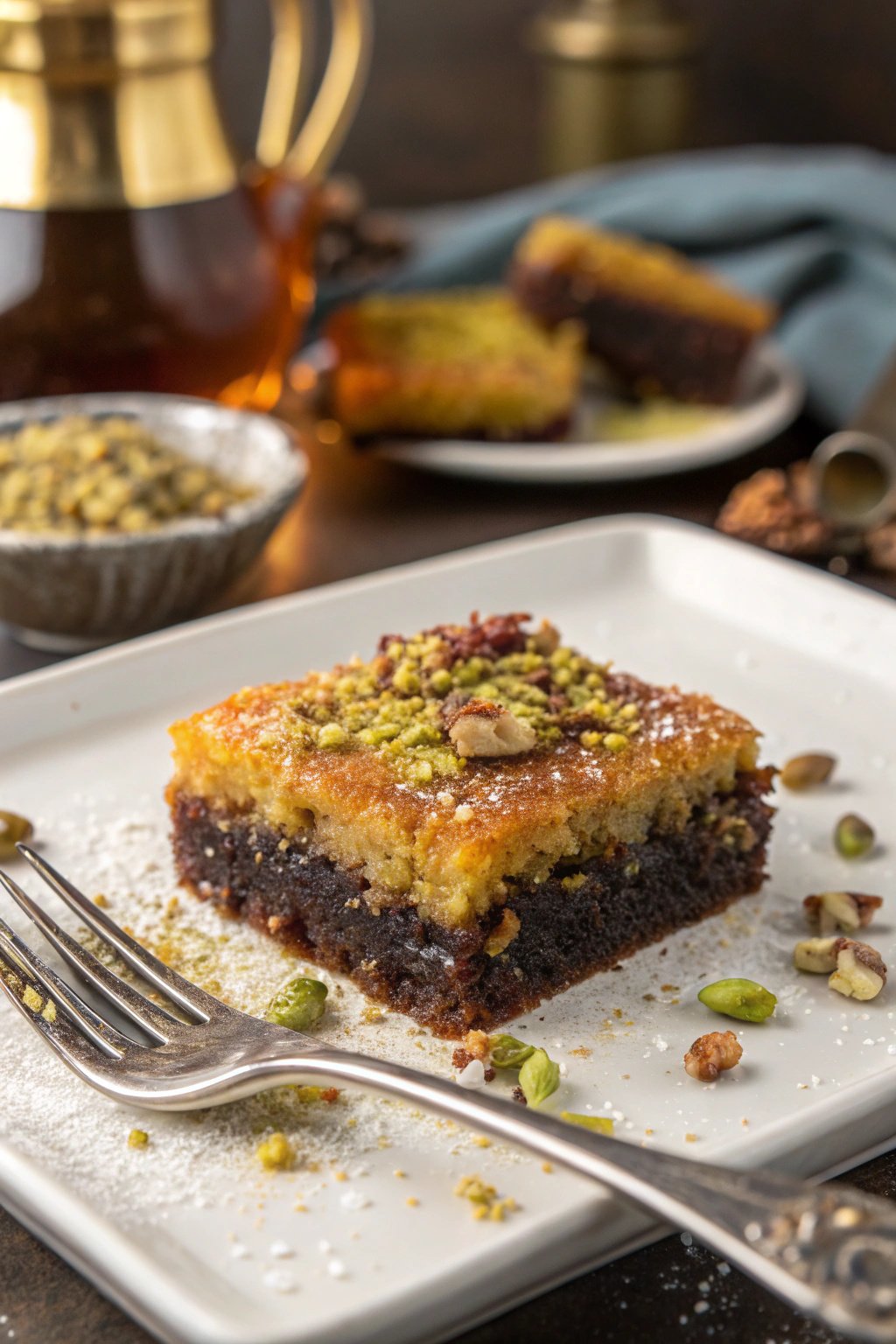 Pistachio Kunafa Brownies Recipe