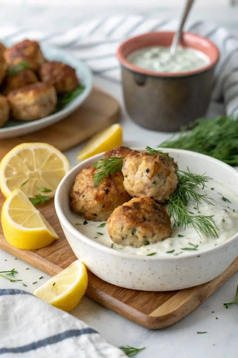 Greek Chicken Meatballs & Tzatziki Recipe Delight