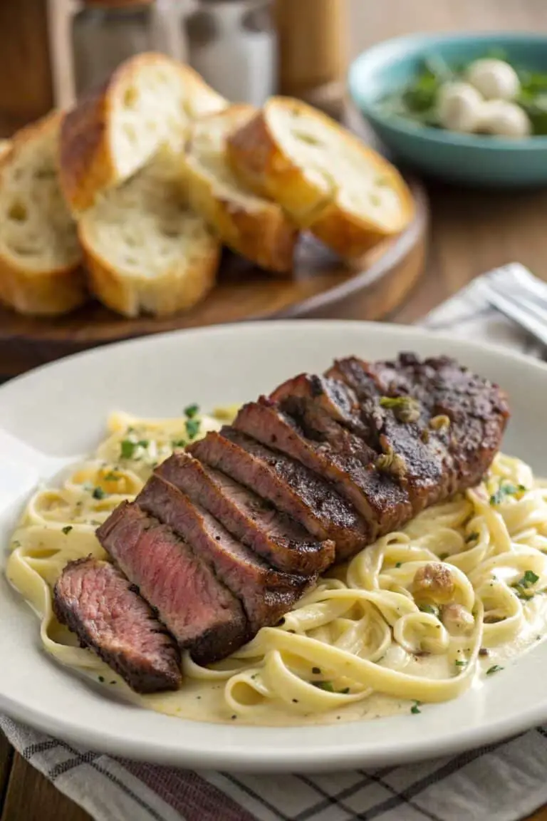Spicy Cajun Steak With Creamy Alfredo Pasta
