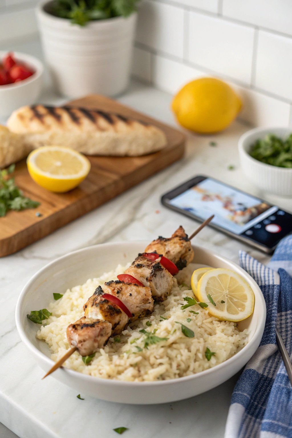 Easy Greek Chicken Souvlaki with Lemon Rice Recipe