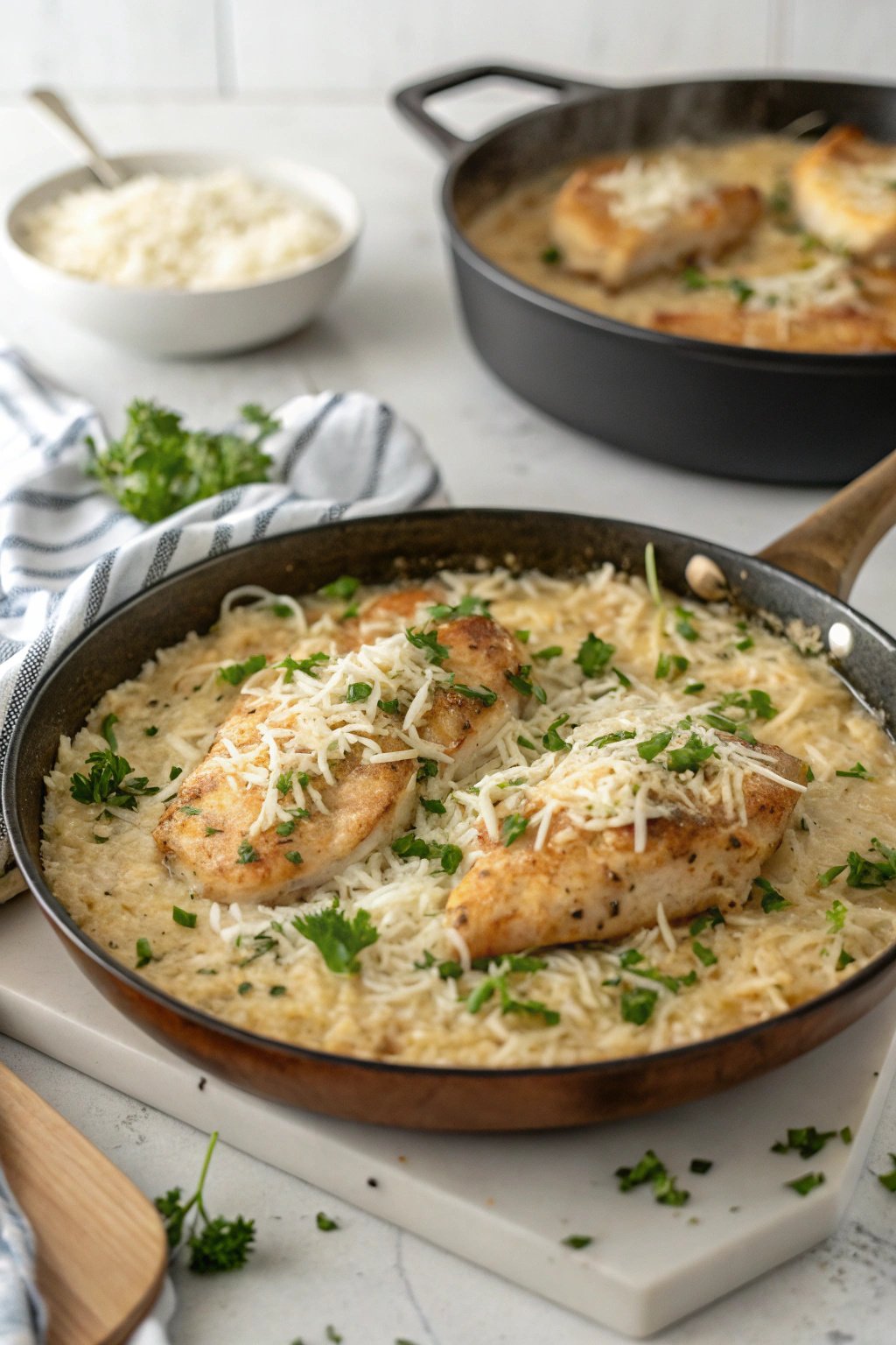 One-Pan Creamy Parmesan Chicken & Rice Recipe