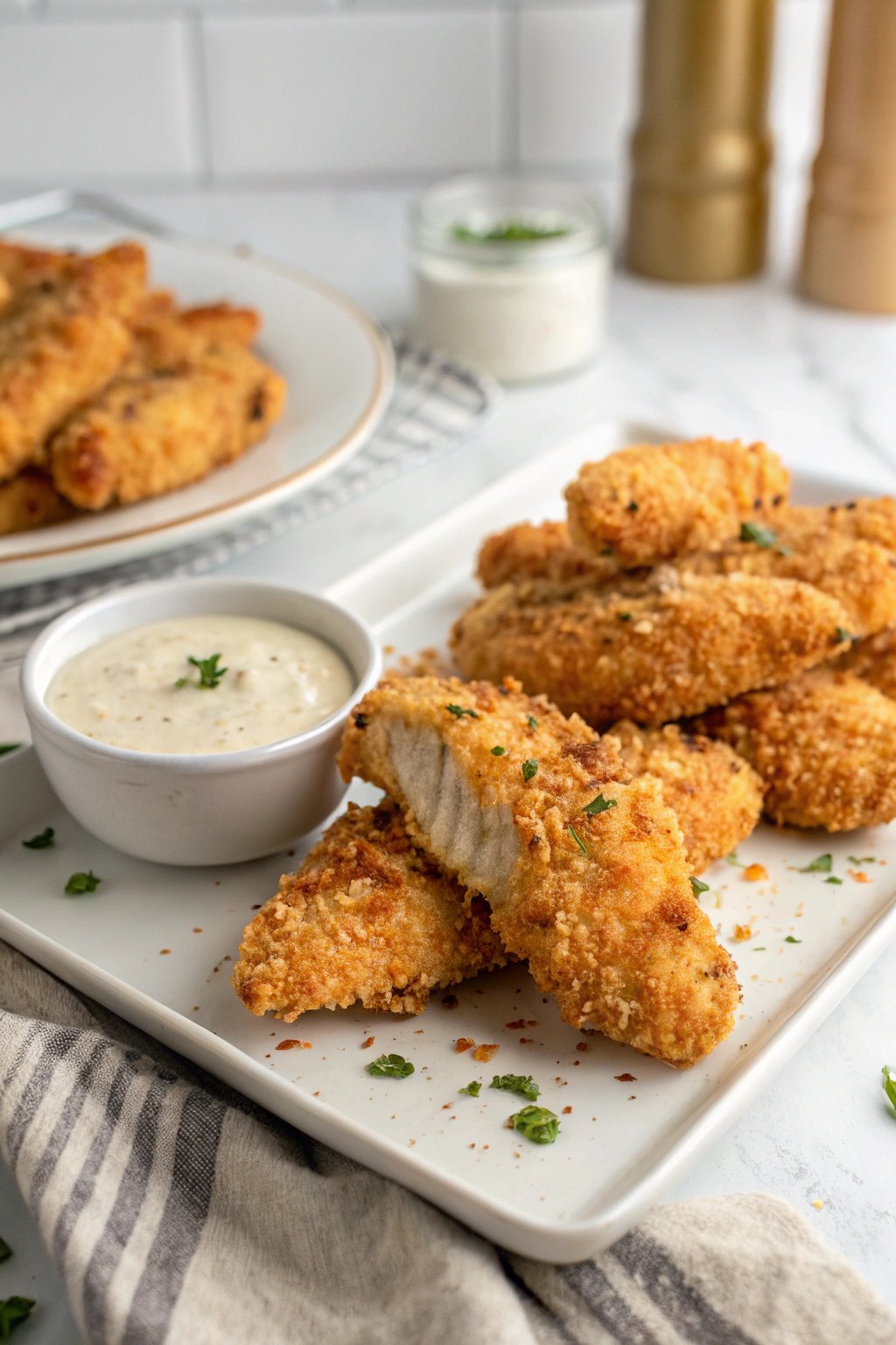 Crispy Crack Chicken Tenders with Ranch & Parmesan