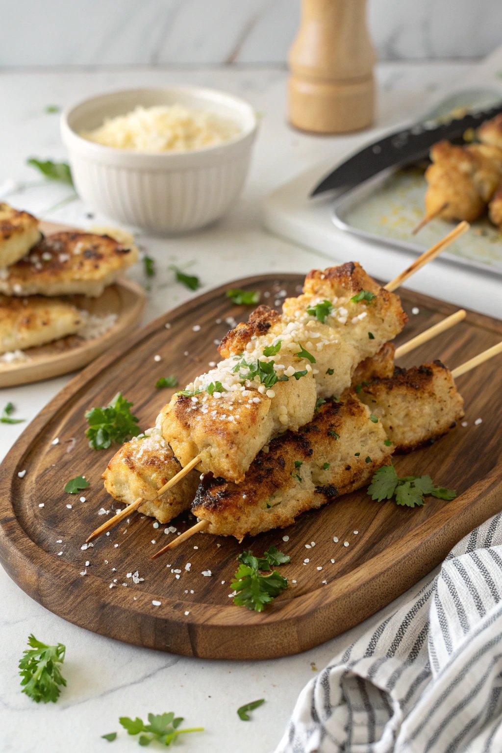 Air Fryer Garlic Parmesan Chicken Skewers Recipe