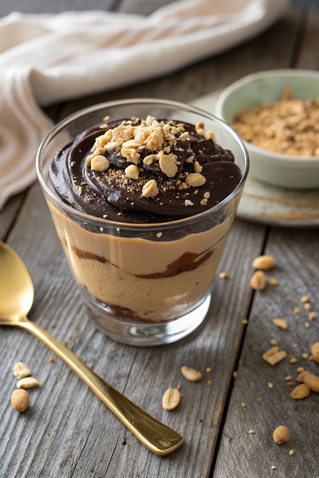 Creamy Peanut Butter Mousse with Rich Chocolate Ganache