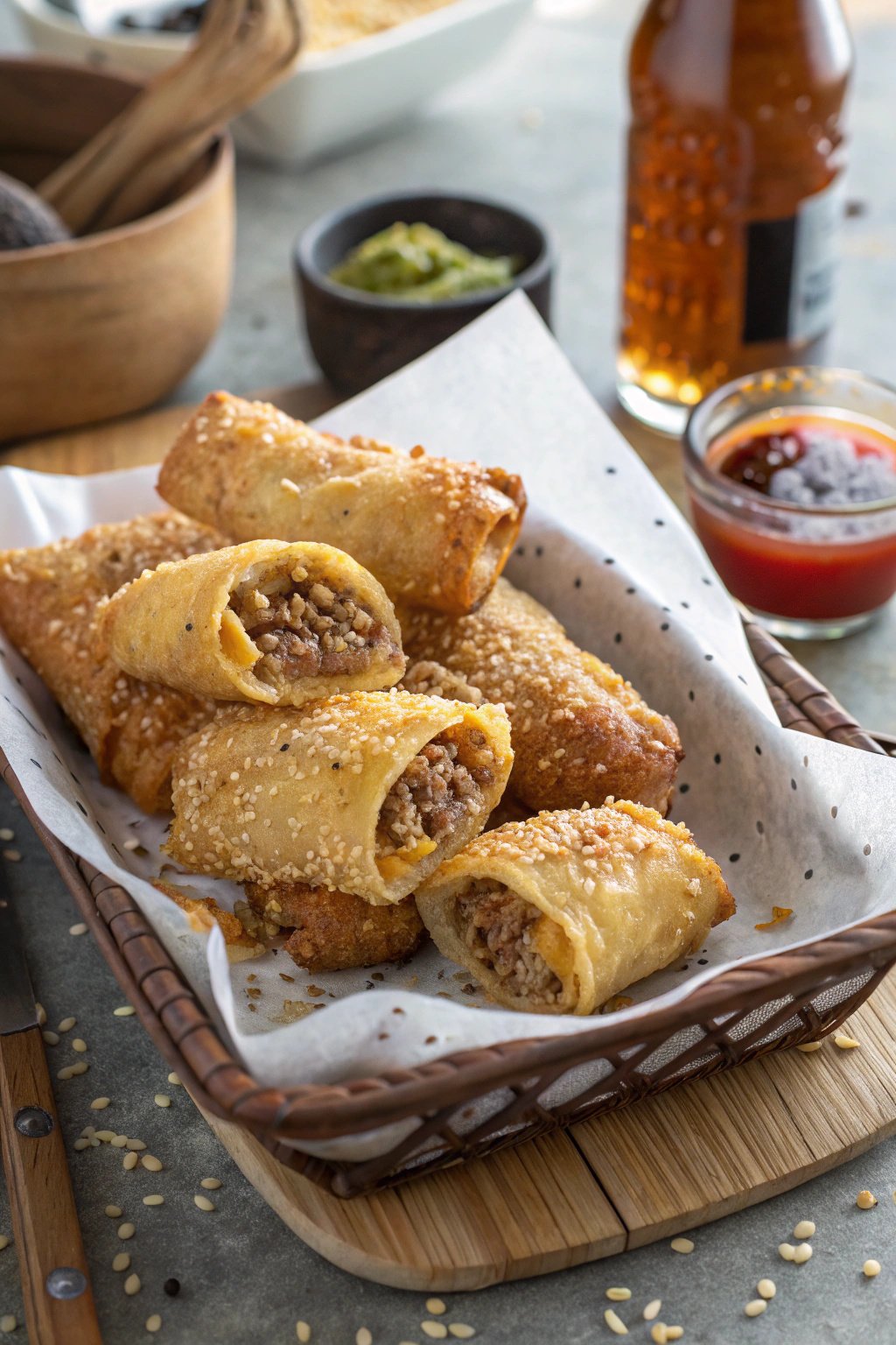 Crispy Cheeseburger Egg Rolls Recipe