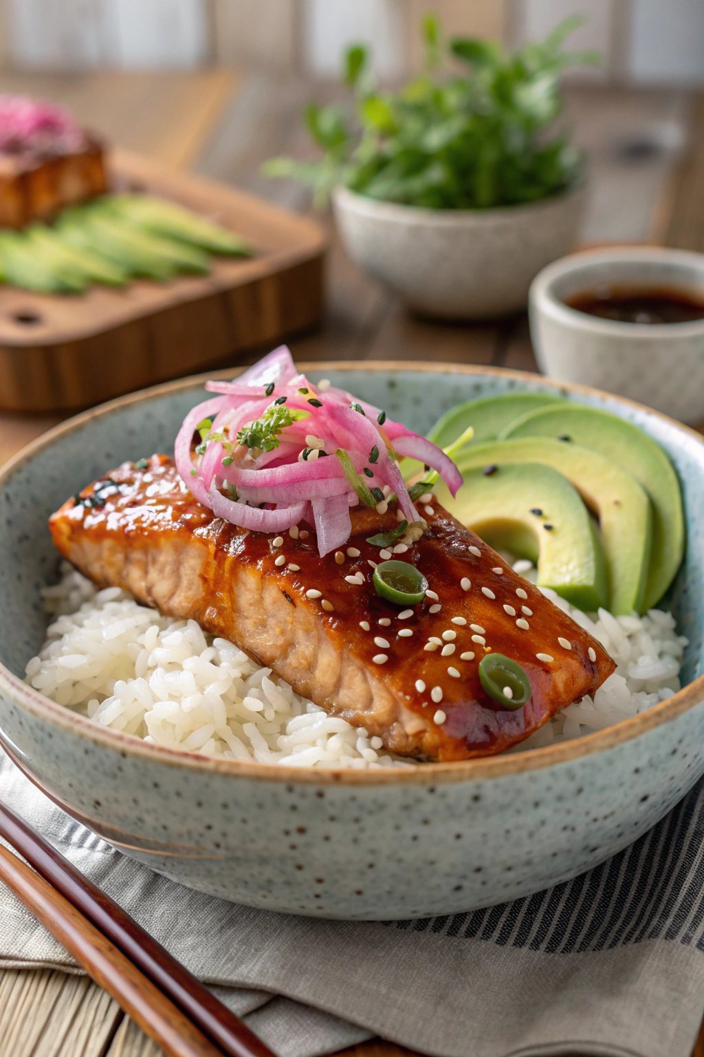 Spicy-Sweet Honey Sriracha Salmon Bowls Recipe