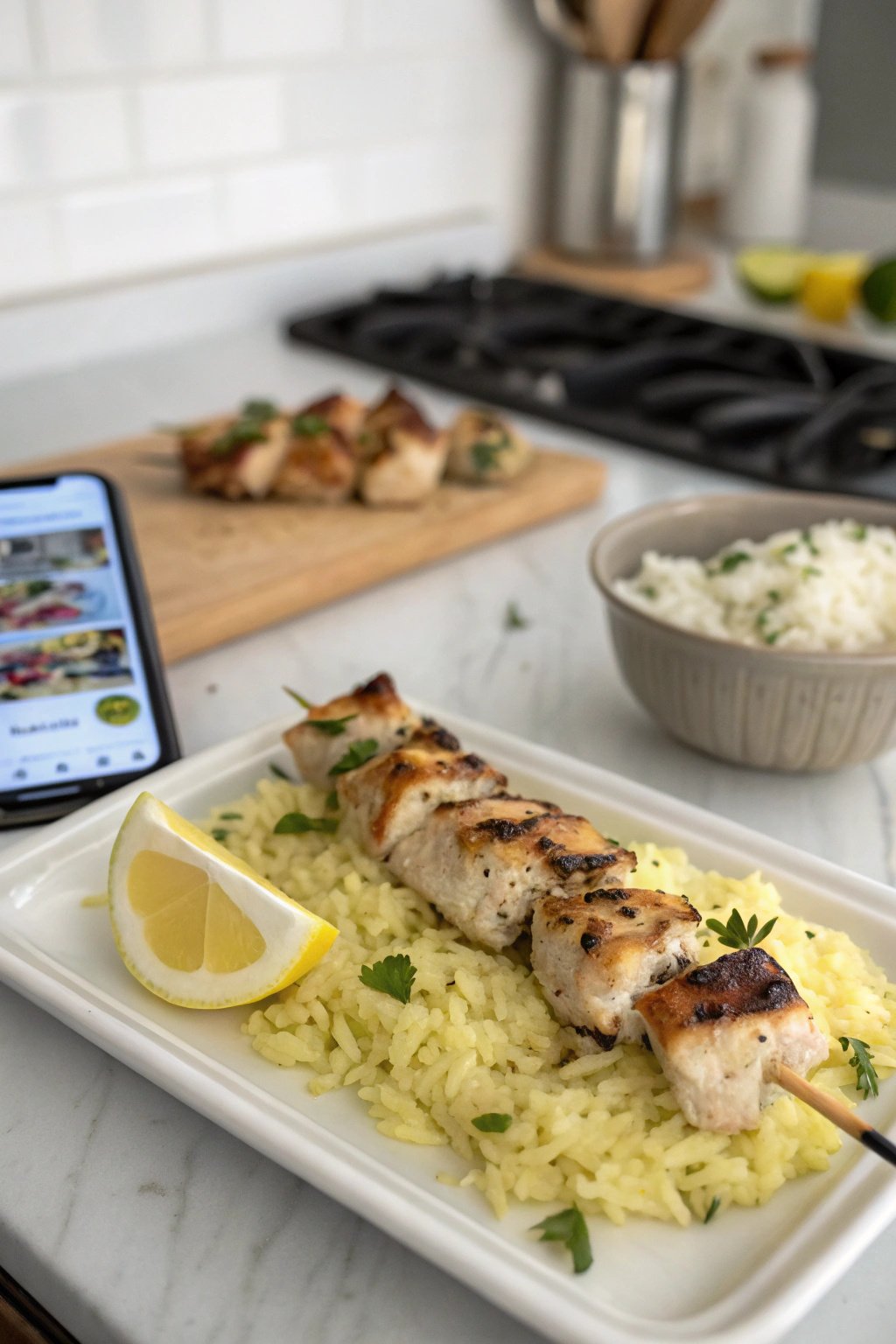 Easy Greek Chicken Souvlaki with Lemon Rice Recipe