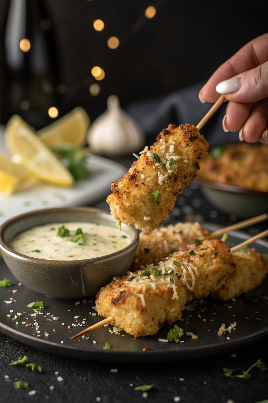 Air Fryer Garlic Parmesan Chicken Skewers Recipe