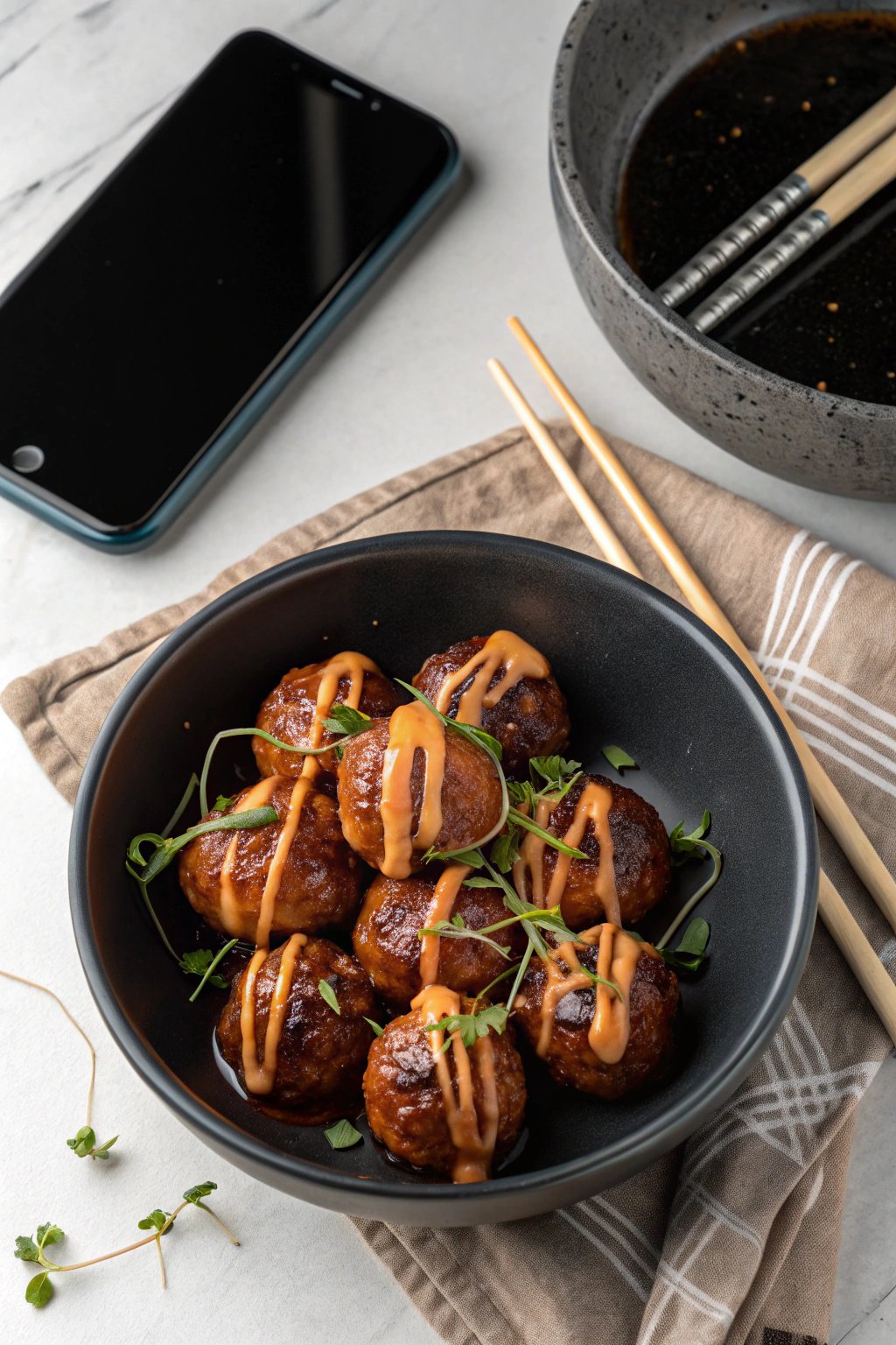Korean BBQ Meatballs with Spicy Mayo Dip Recipe