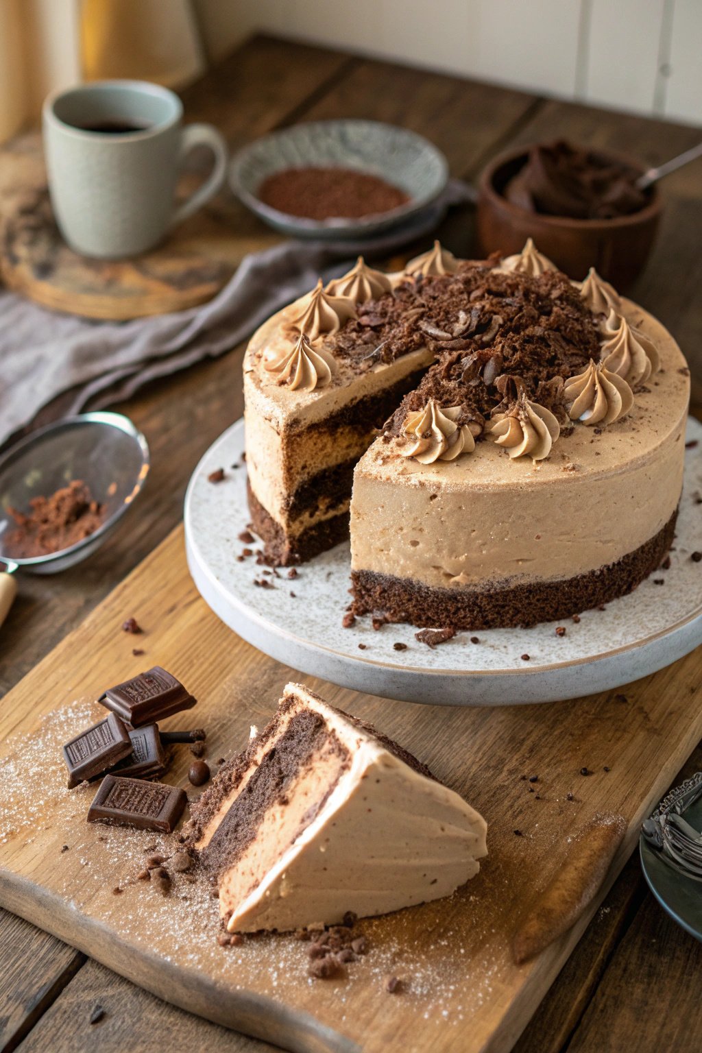 Moist Chocolate Cake with Coffee Buttercream Recipe