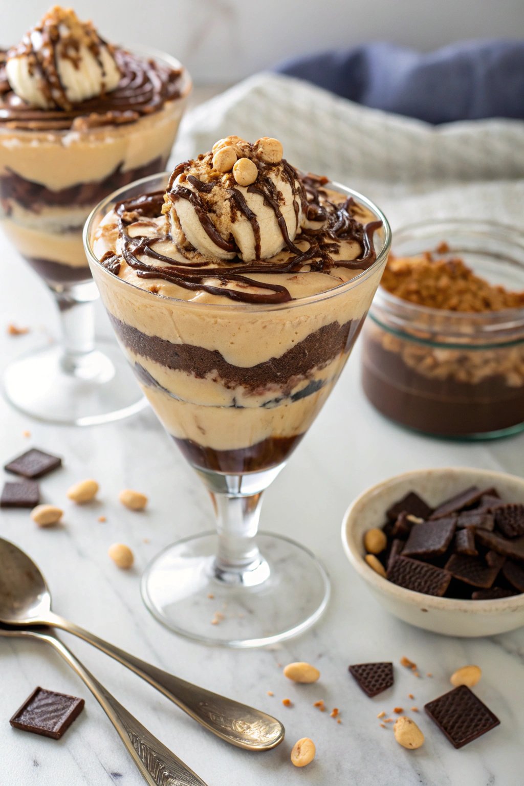 Creamy Peanut Butter Mousse with Rich Chocolate Ganache