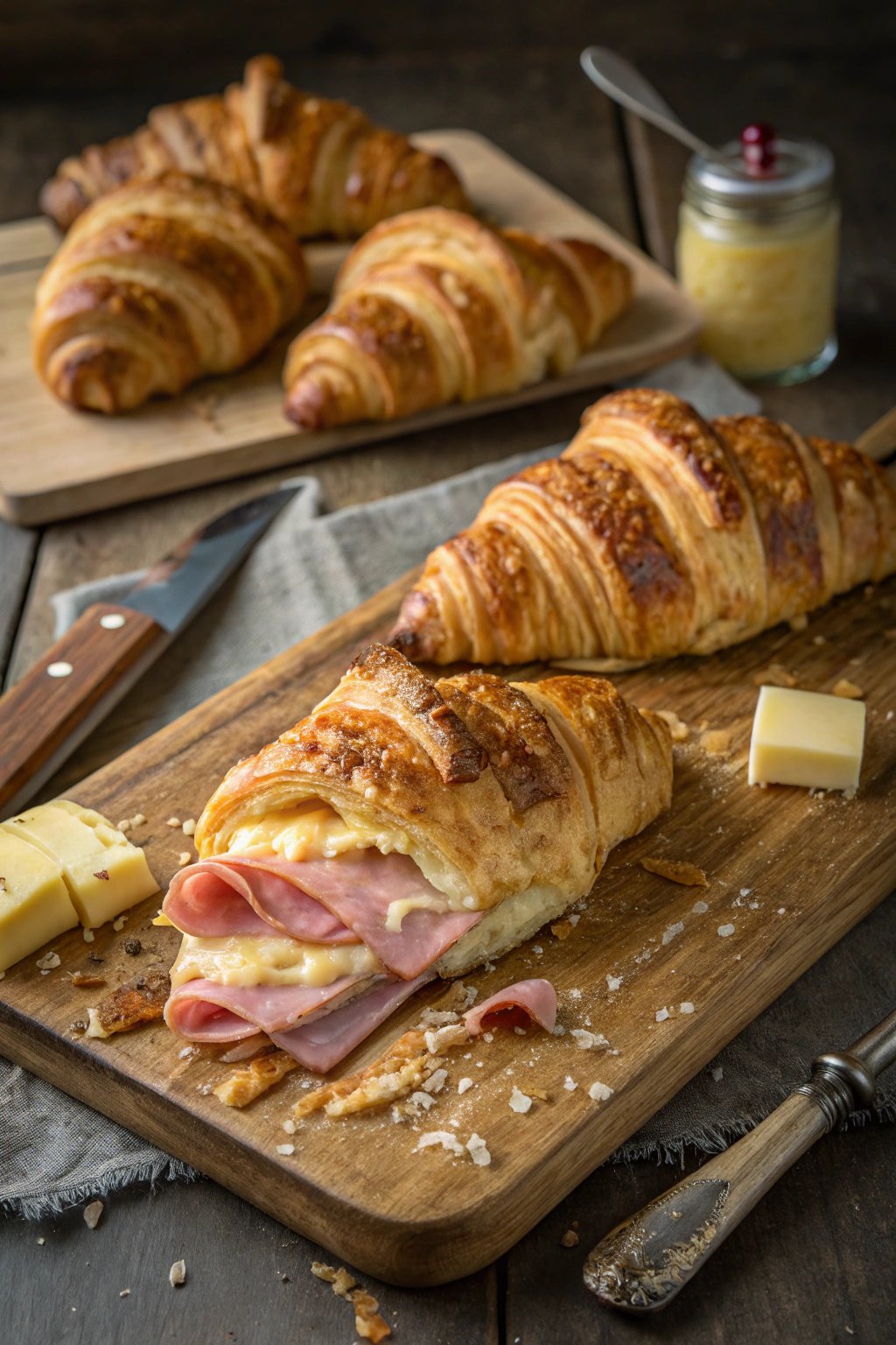 Buttery Baked Ham & Cheese Croissants Recipe