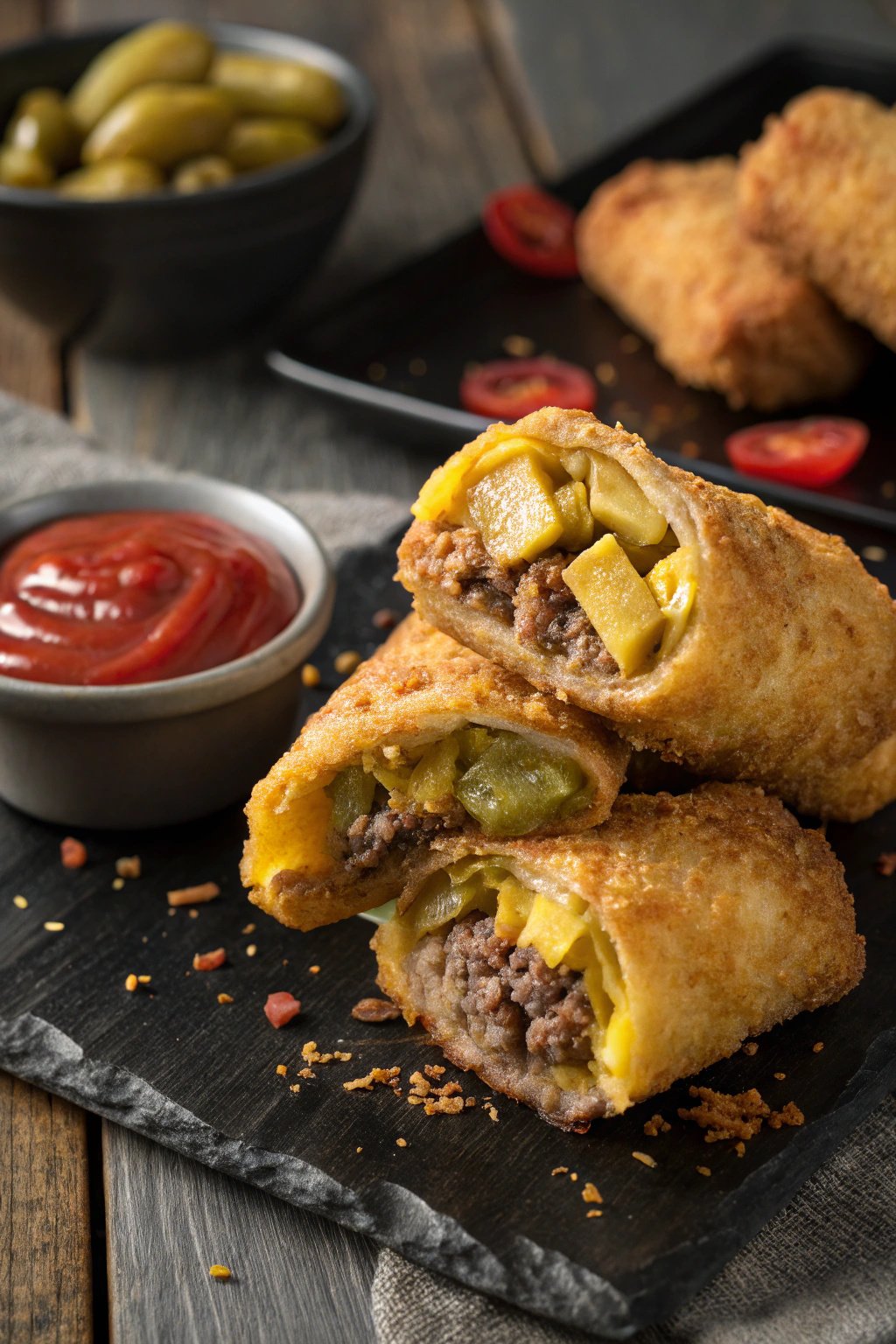 Crispy Cheeseburger Egg Rolls Recipe
