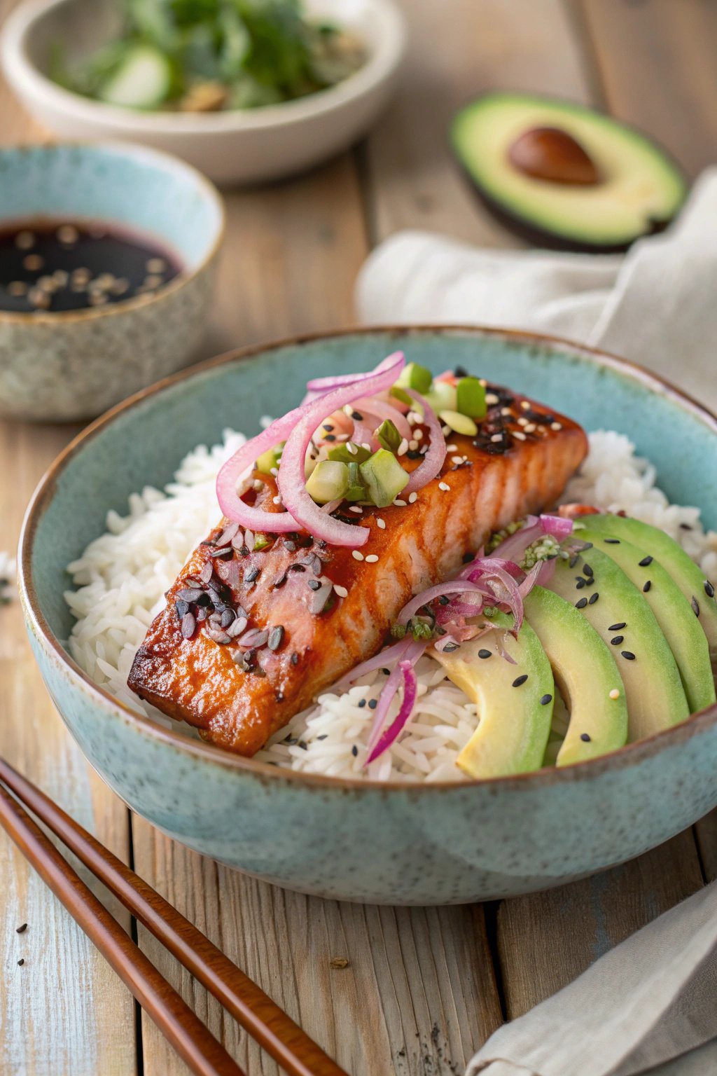Spicy-Sweet Honey Sriracha Salmon Bowls Recipe