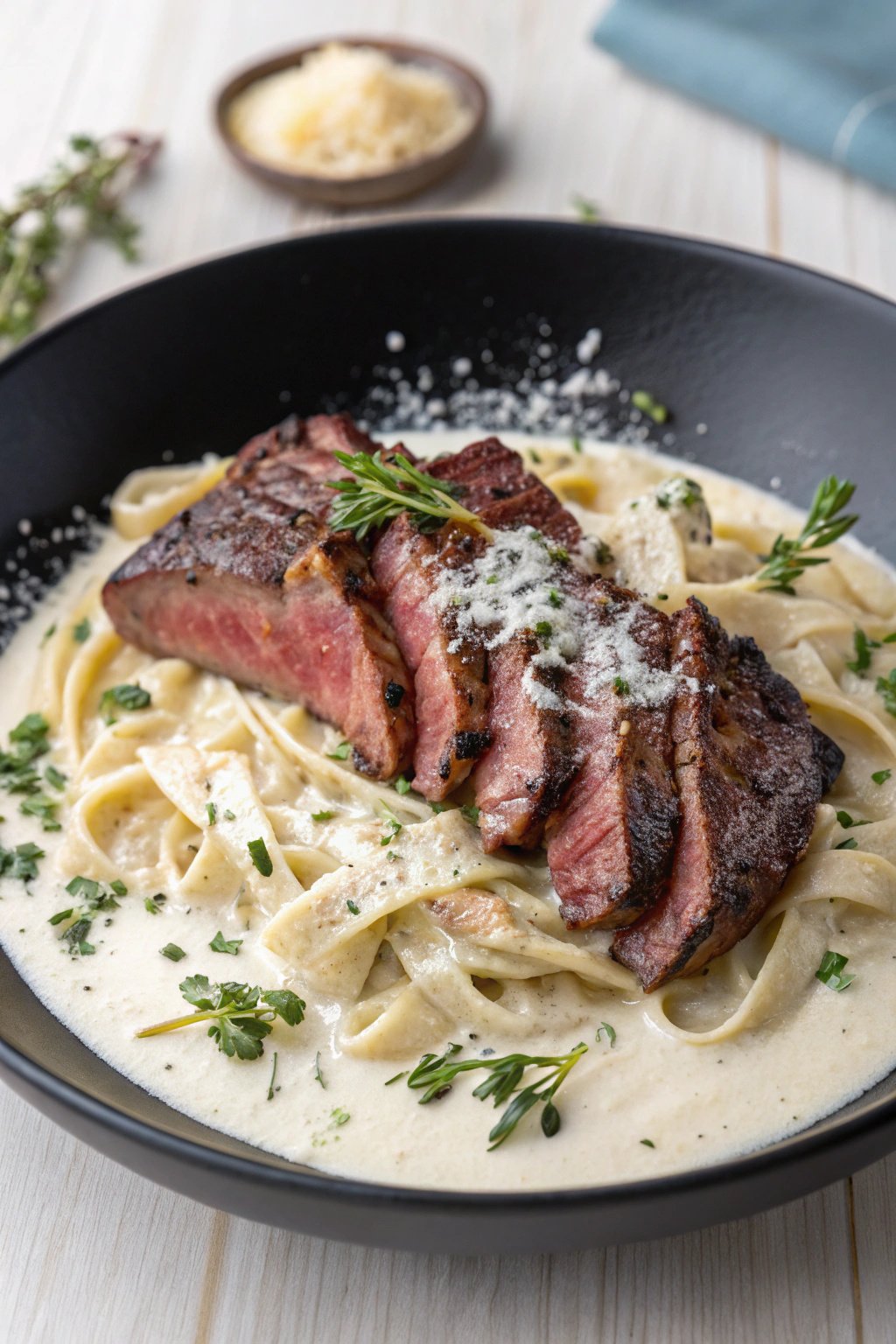 Tender Steak Meets Creamy Pasta Recipe