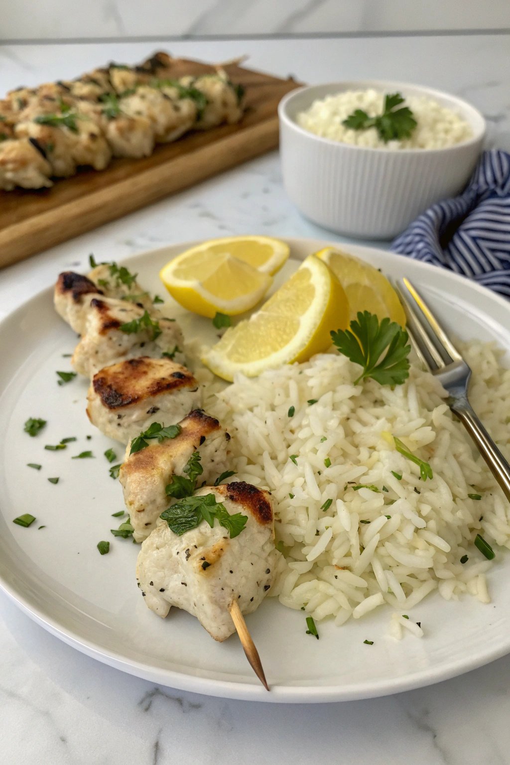 Easy Greek Chicken Souvlaki with Lemon Rice Recipe
