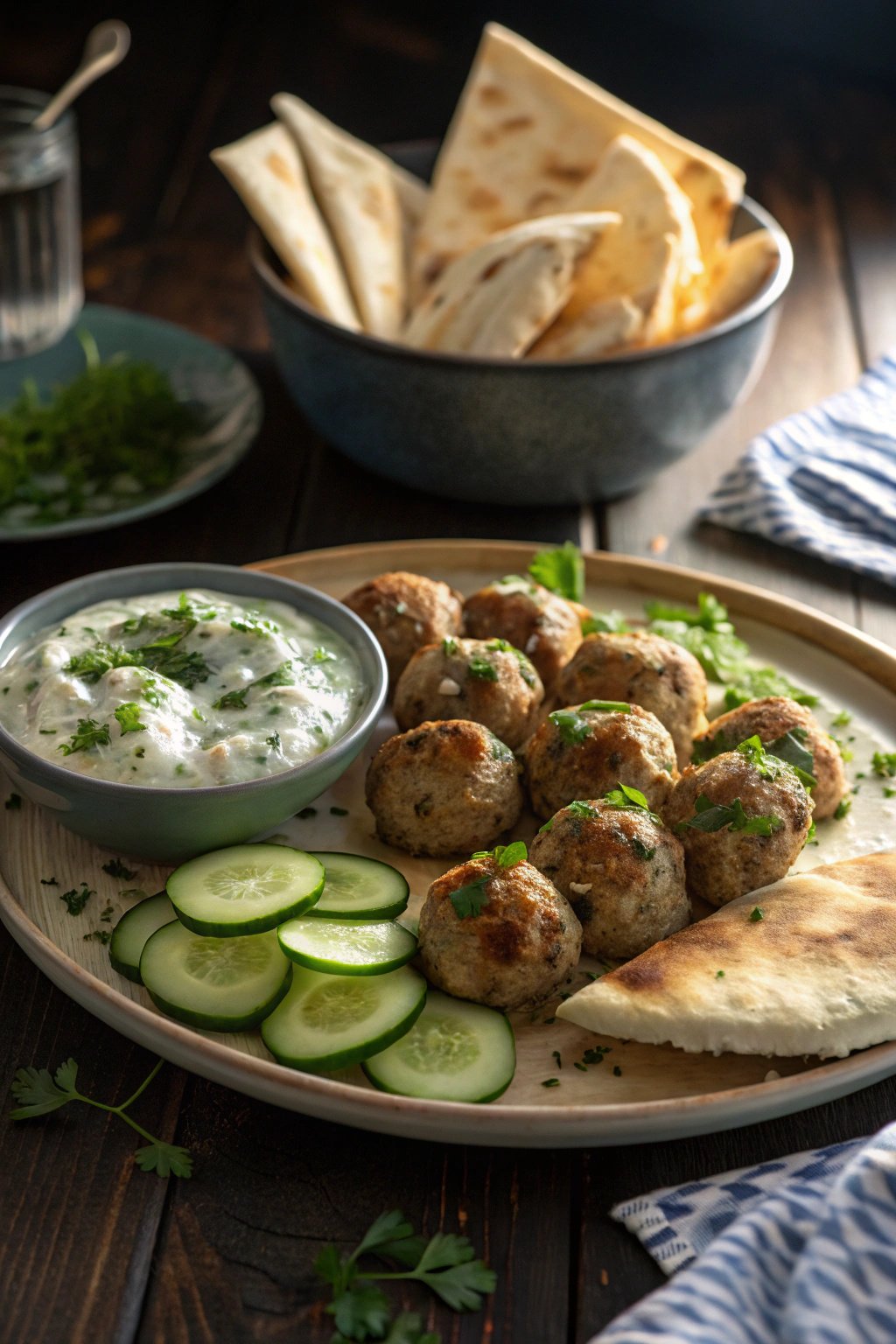 Greek Chicken Meatballs & Tzatziki Recipe Delight