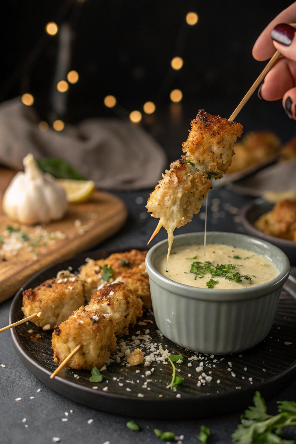 Air Fryer Garlic Parmesan Chicken Skewers Recipe