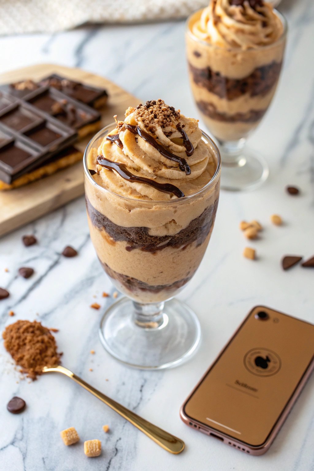 Creamy Peanut Butter Mousse with Rich Chocolate Ganache