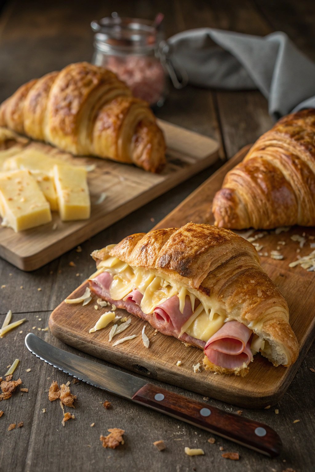 Buttery Baked Ham & Cheese Croissants Recipe