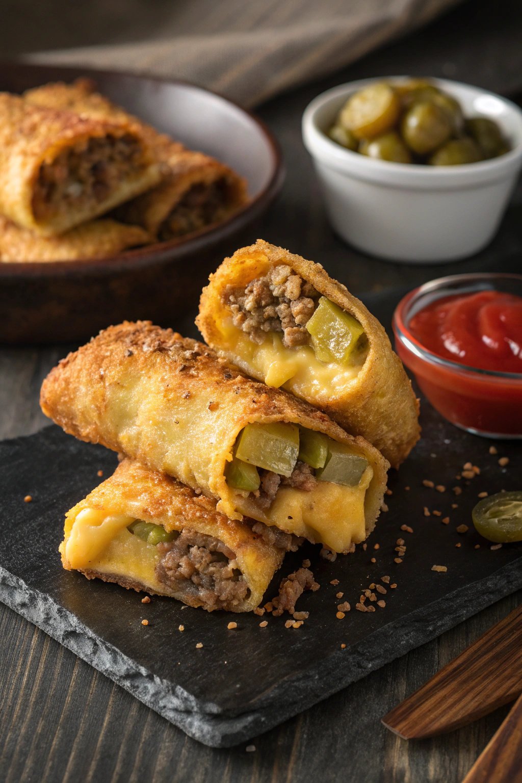 Crispy Cheeseburger Egg Rolls Recipe