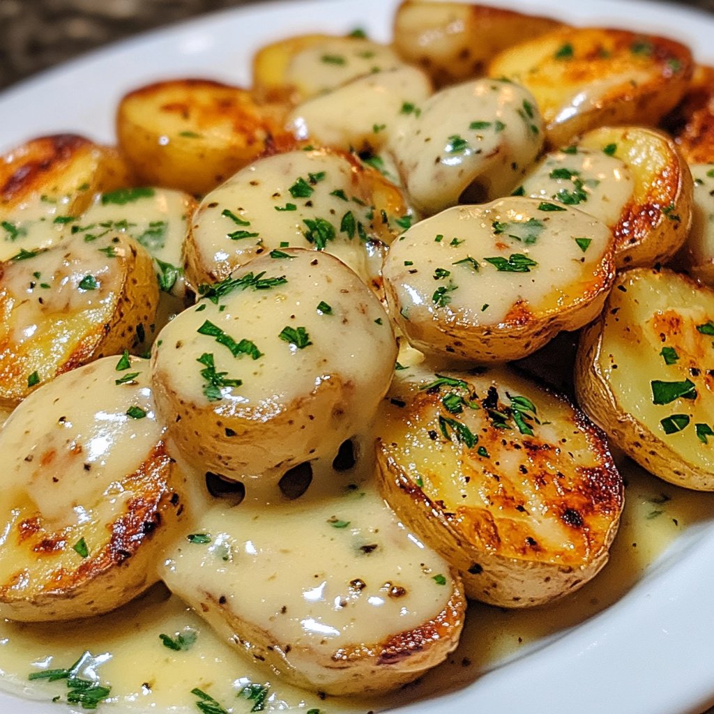 Creamy Garlic Sauce Baby Potatoes Recipe