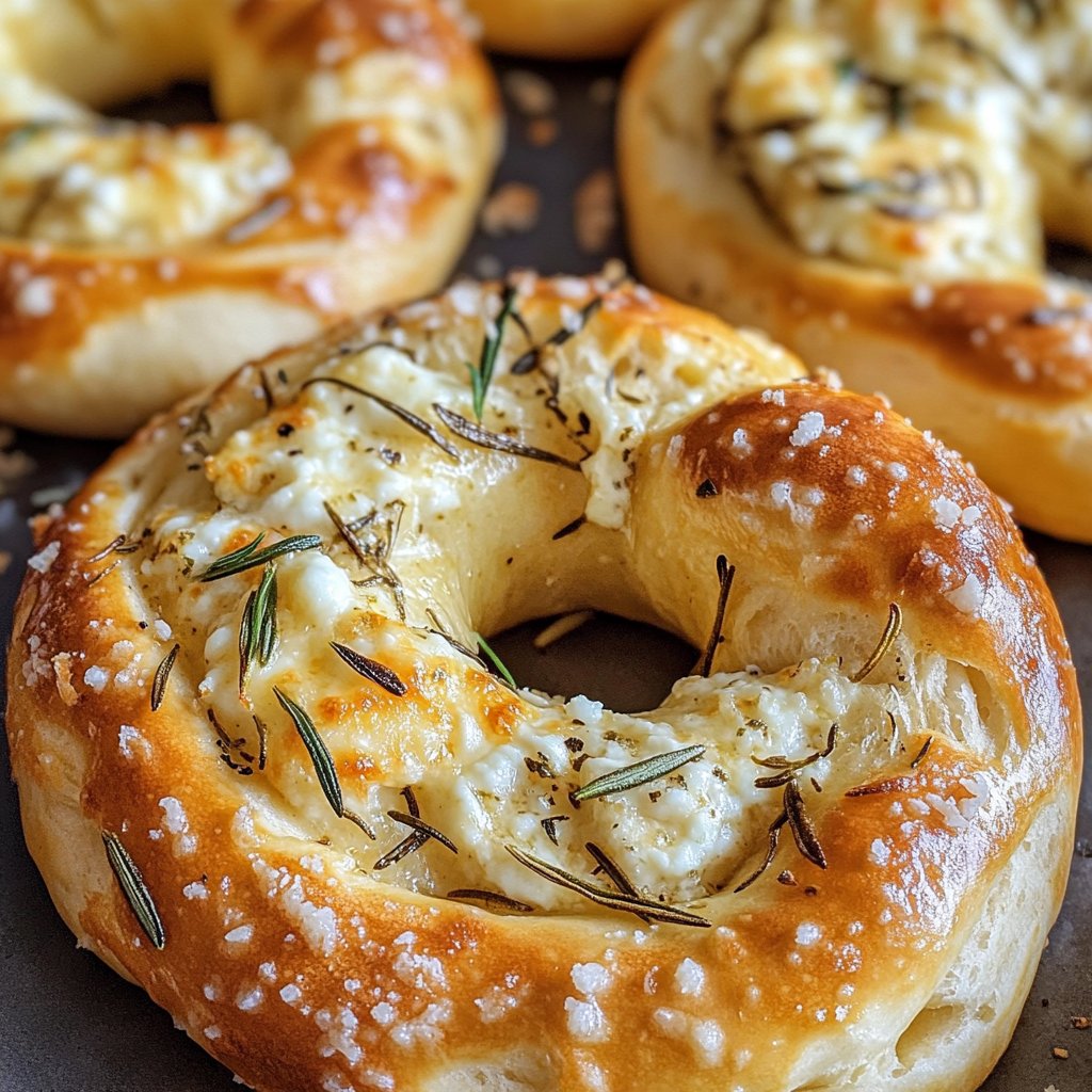Rosemary Parmesan Pretzels with Mozzarella Filling