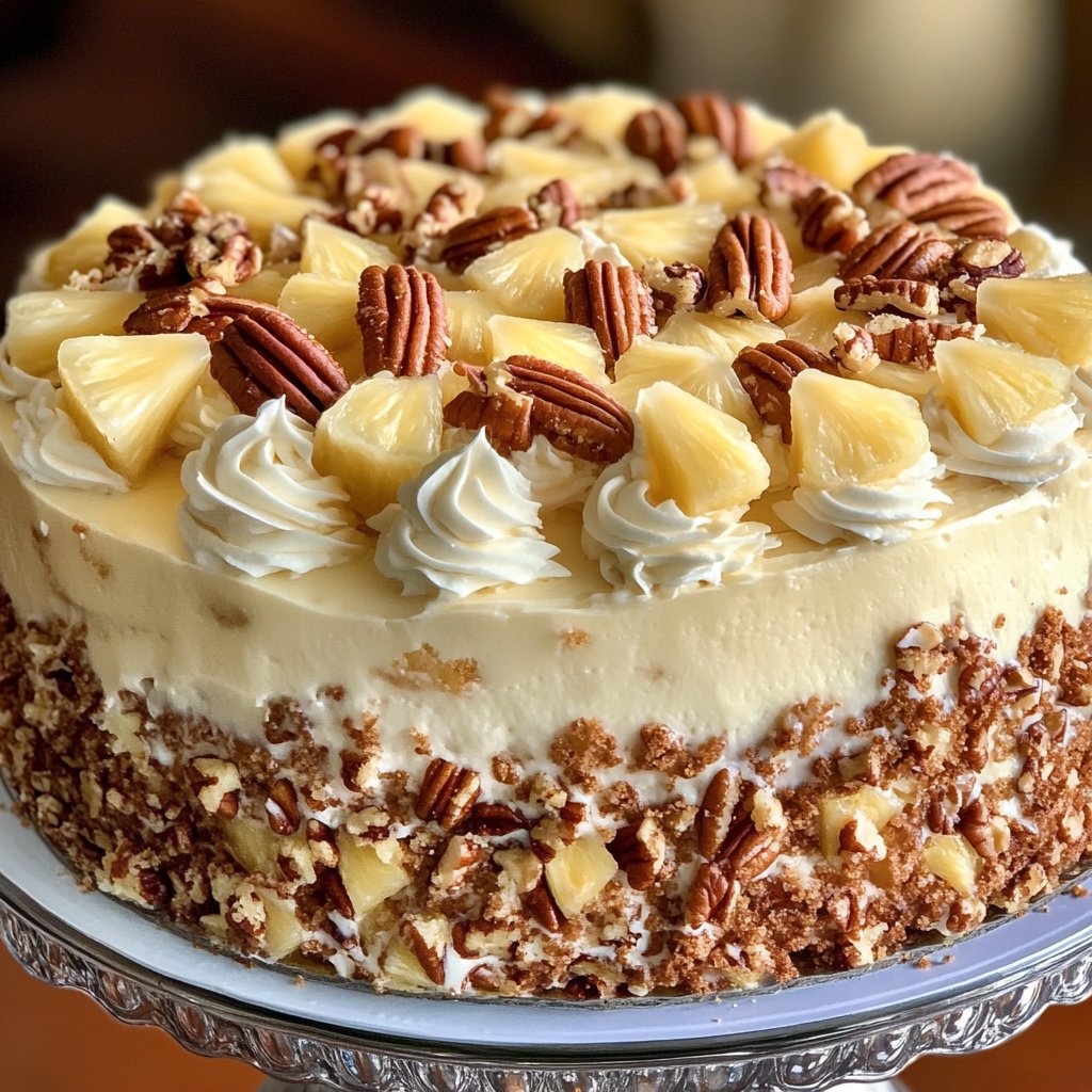 Southern Creamy Pineapple Pecan Cake Recipe
