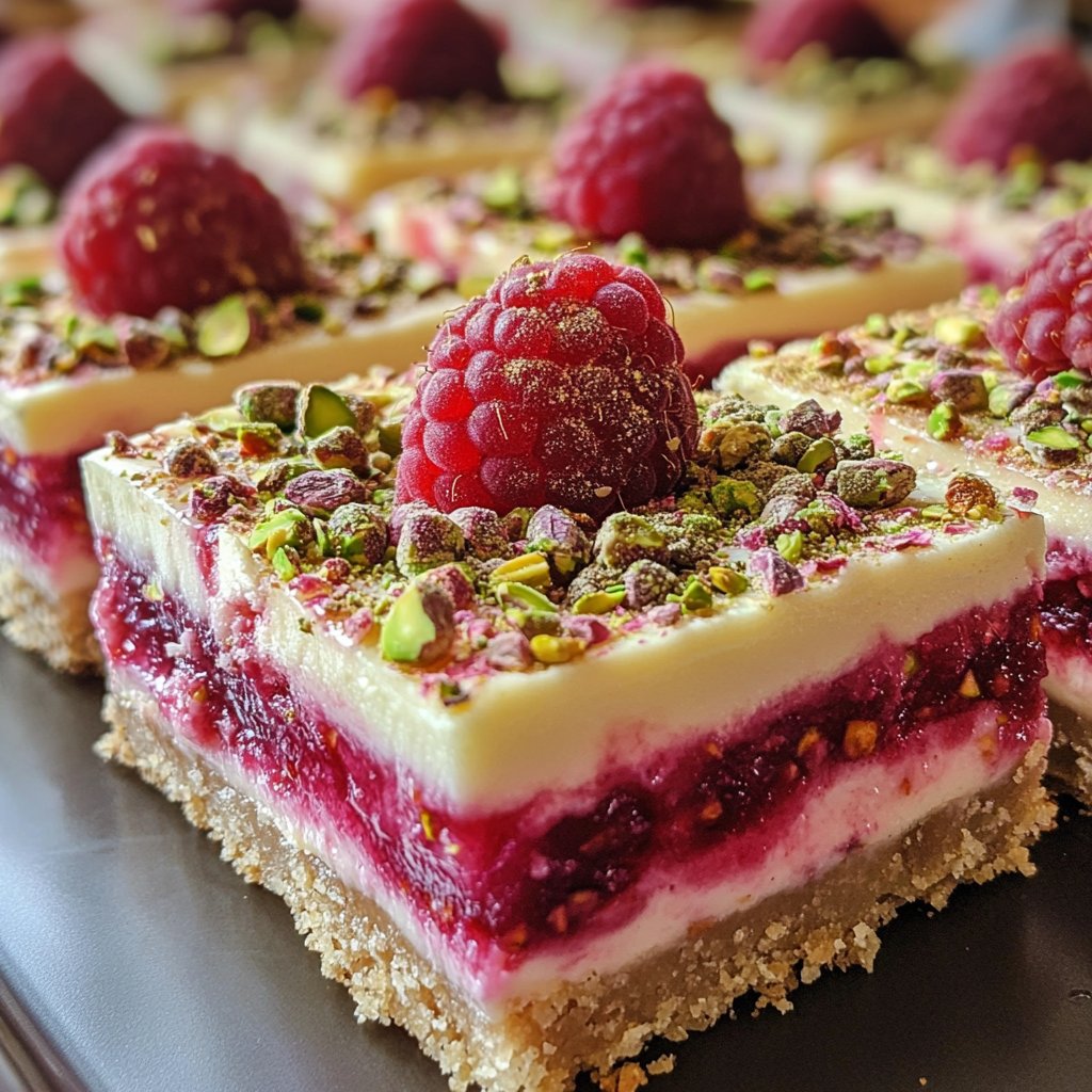 Raspberry Pistachio Cheesecake Bars Recipe