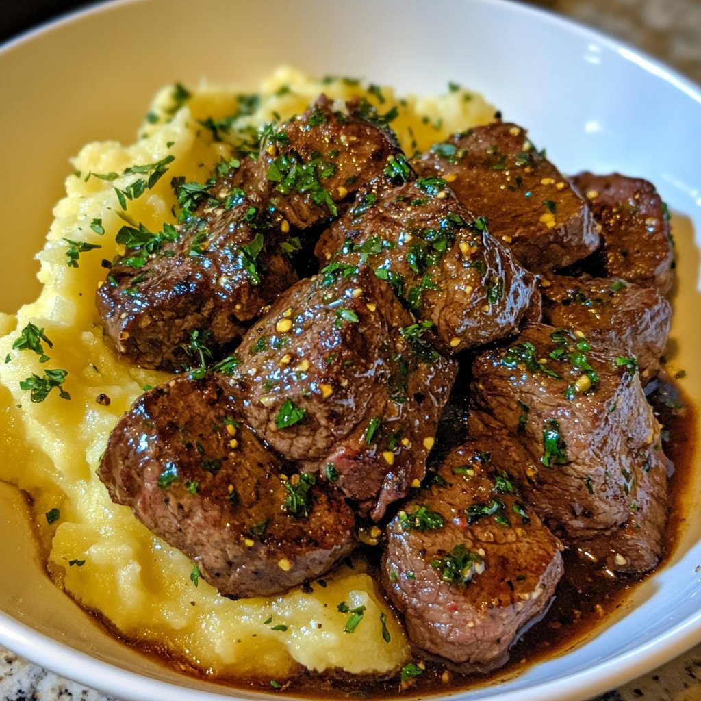 Garlic Butter Steak Bites and Mash Recipe