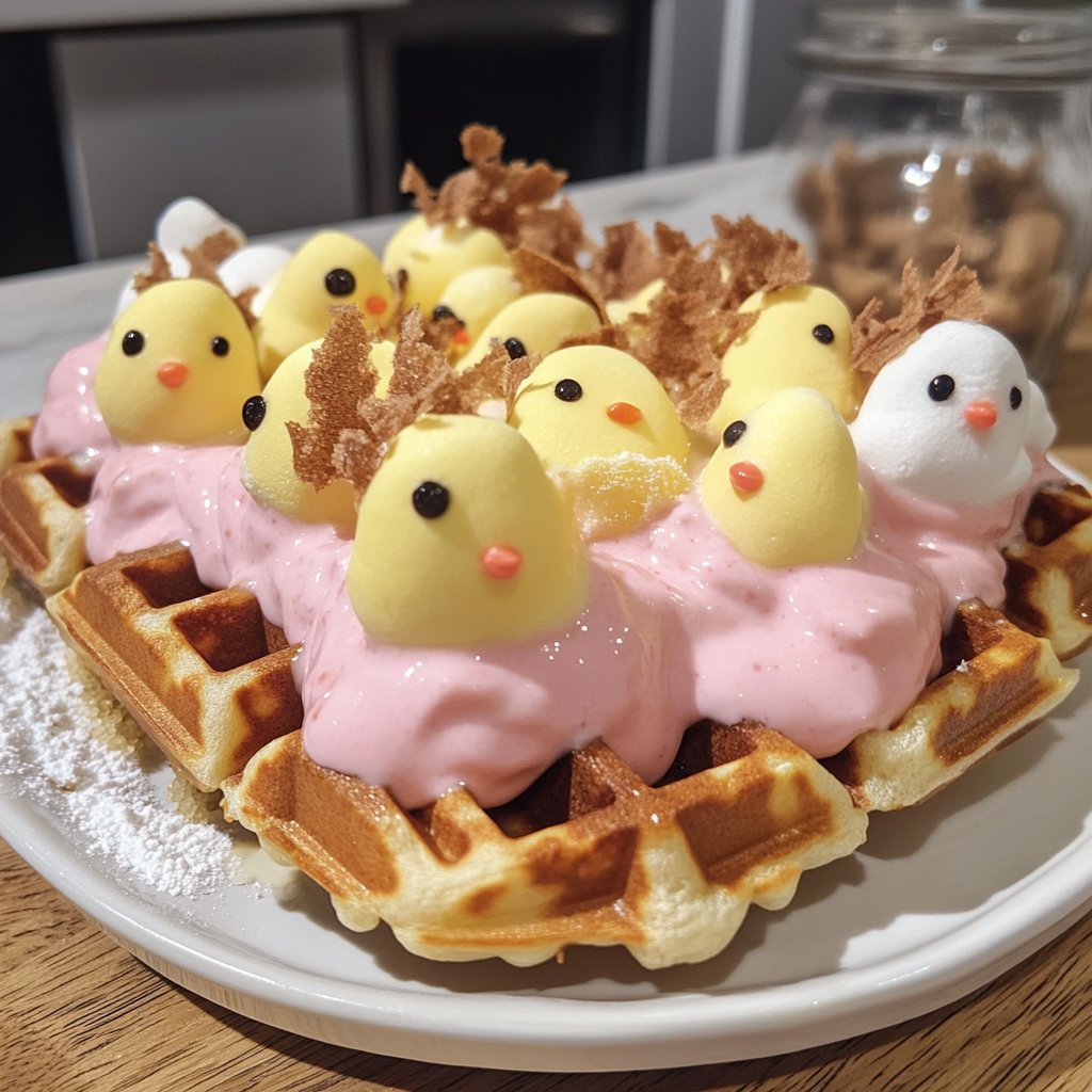 Peep-Inspired Marshmallow Waffles