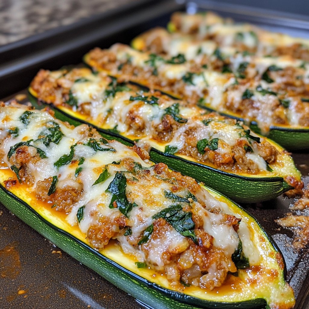 Stuffed Zucchini Boats with Ricotta and Spinach
