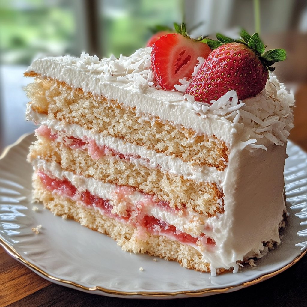Strawberry Coconut Easter Cake