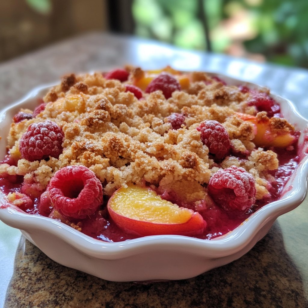 Peach and Raspberry Crumble