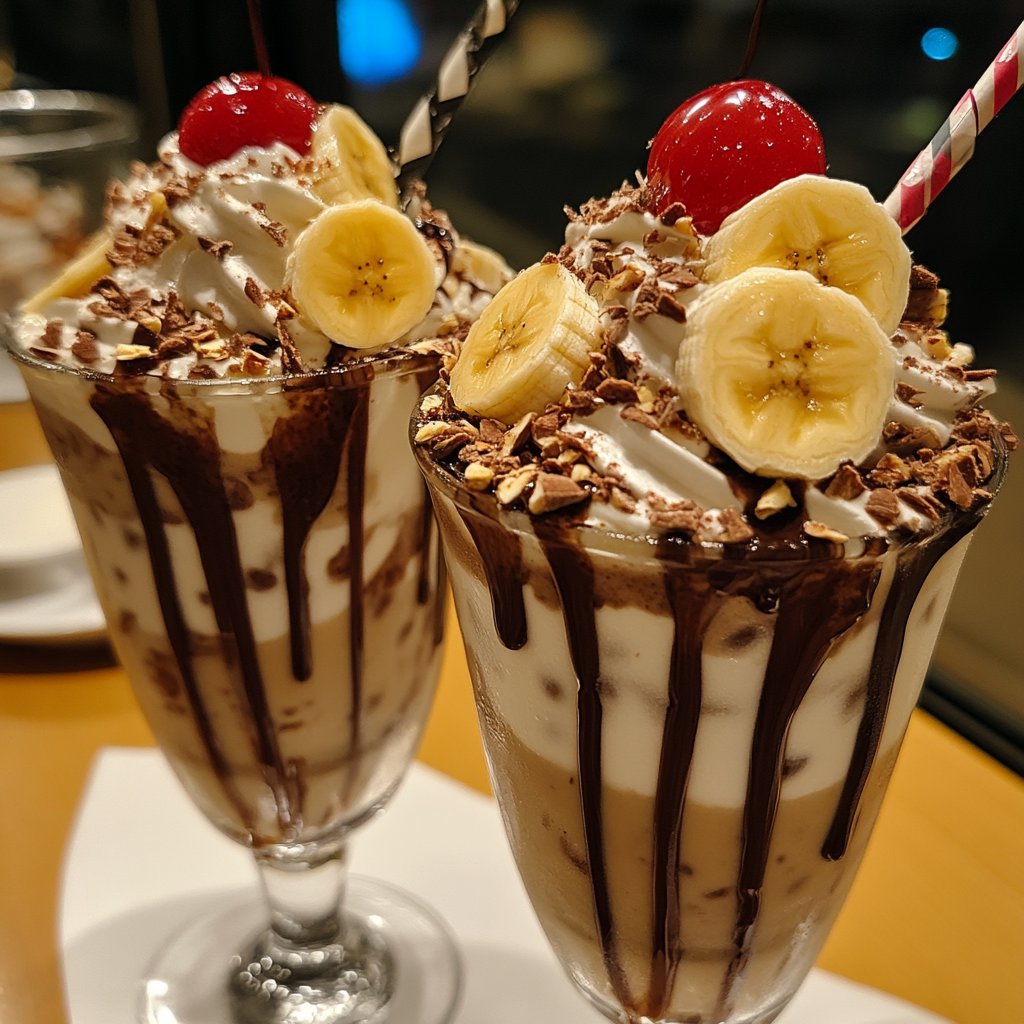 Ultimate Banana Split Milkshakes