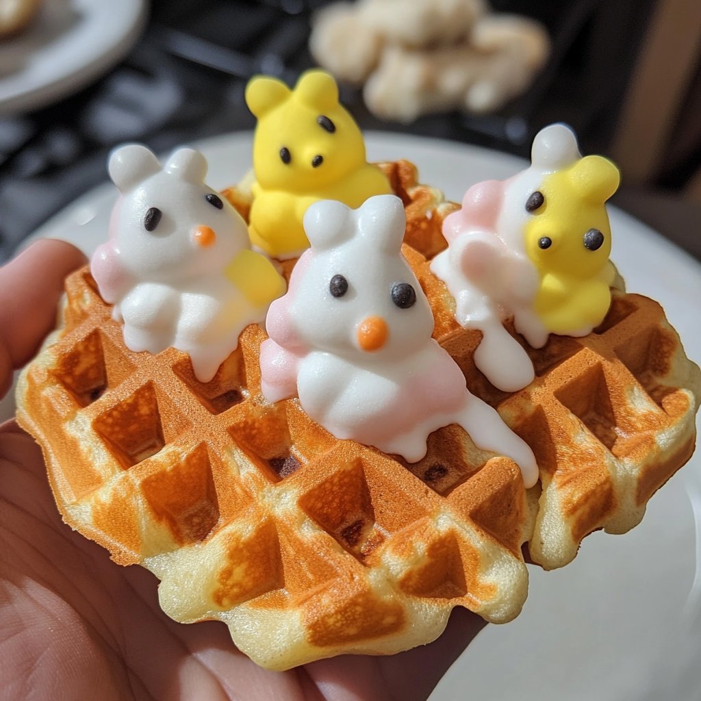 Peep-Inspired Marshmallow Waffles