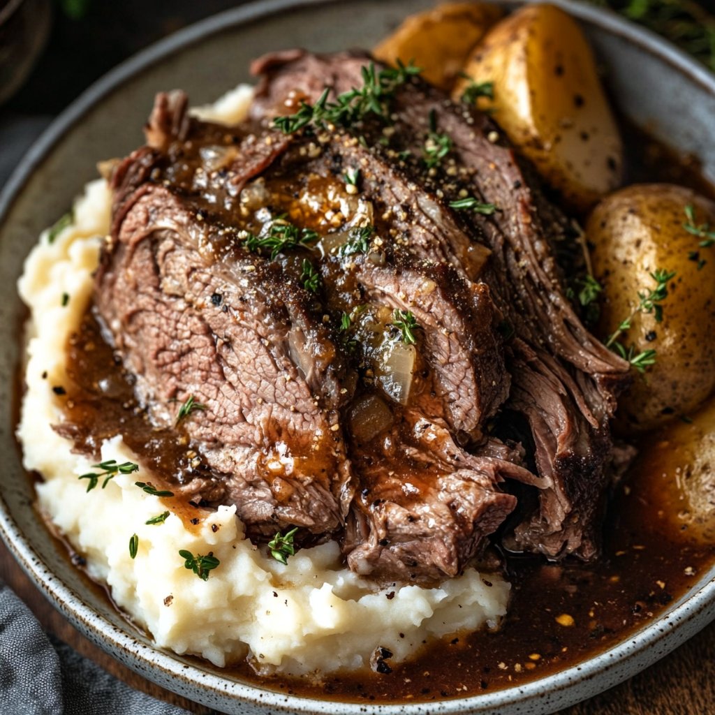 Pot Roast over Mashed Potatoes