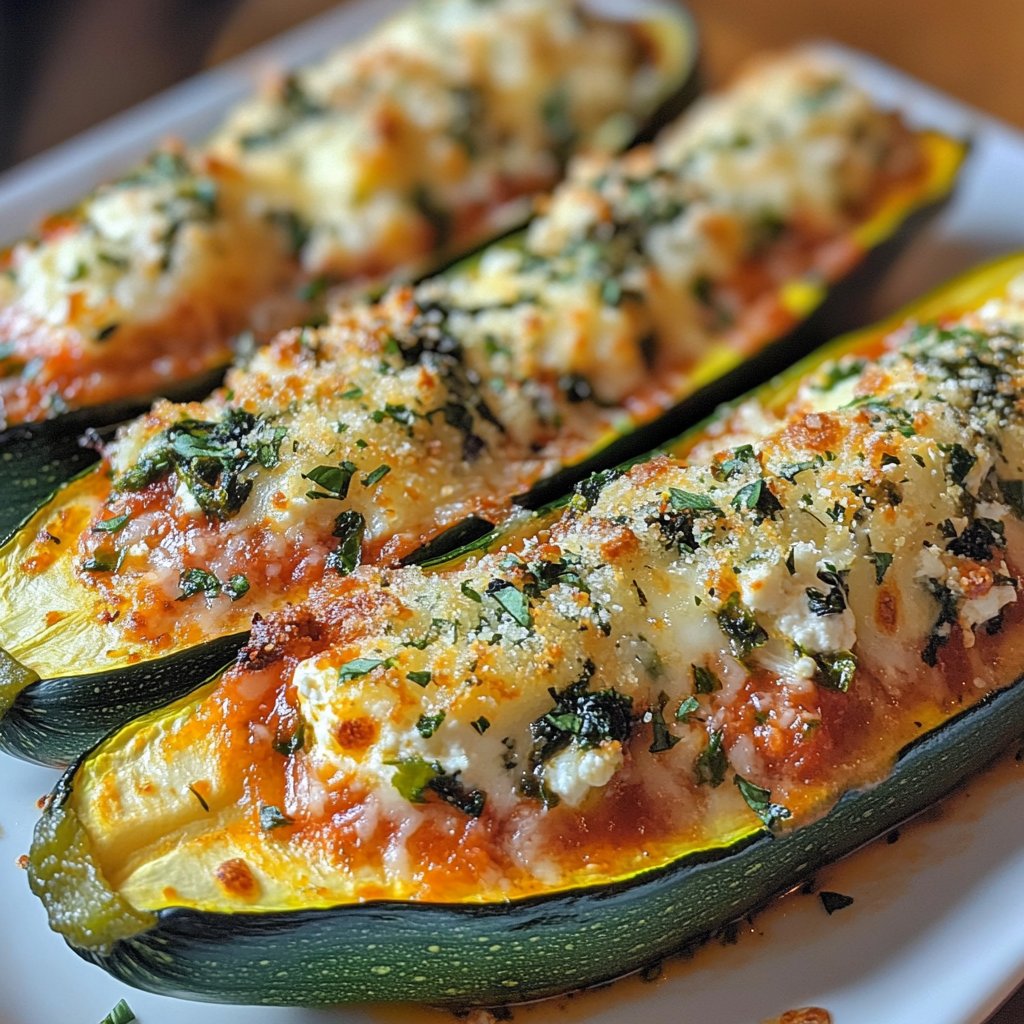 Stuffed Zucchini Boats with Ricotta and Spinach