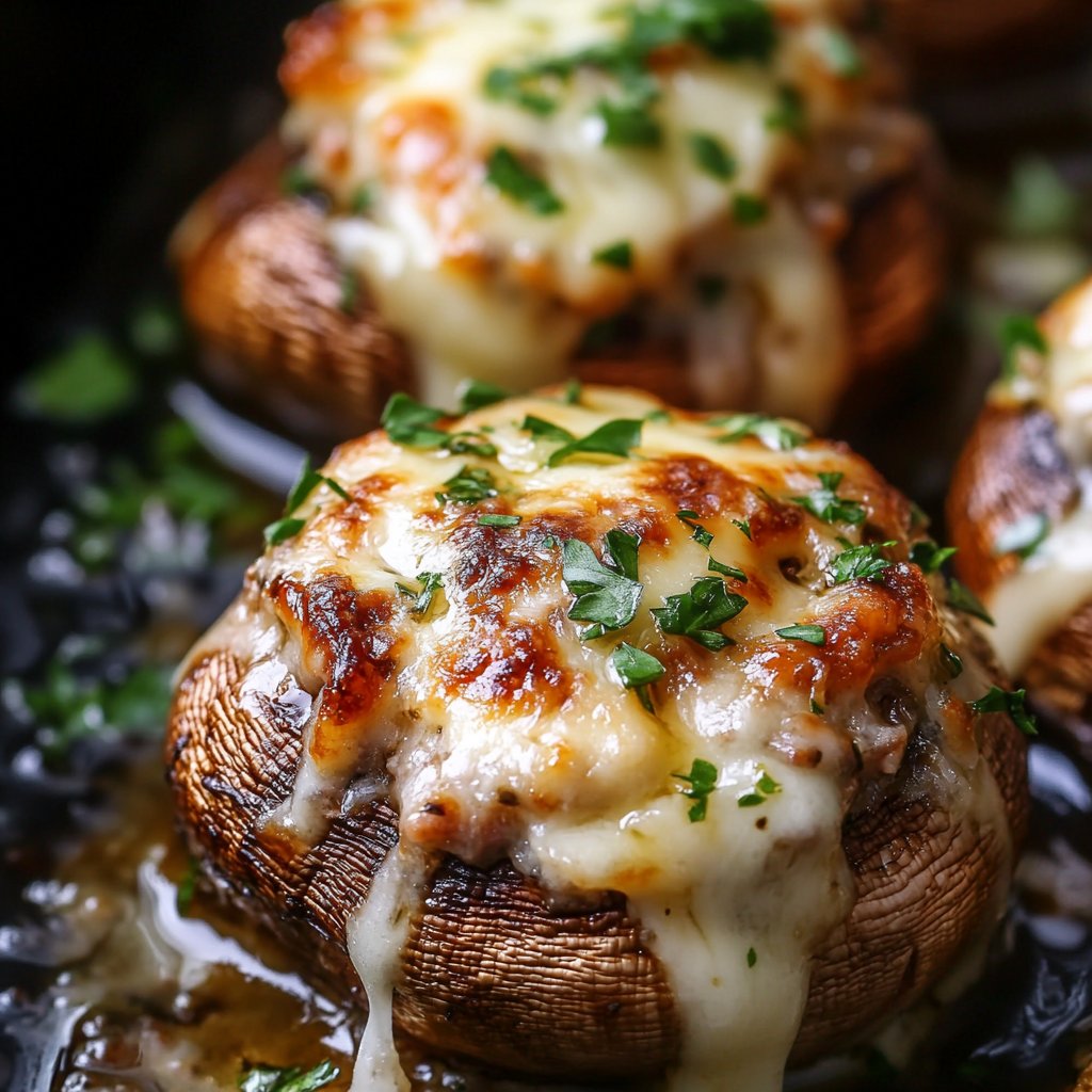 Turkey and Cheese Stuffed Mushrooms