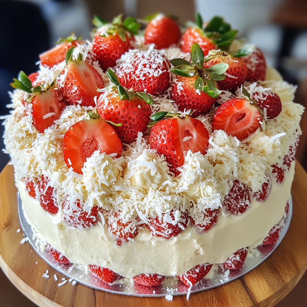 Strawberry Coconut Easter Cake