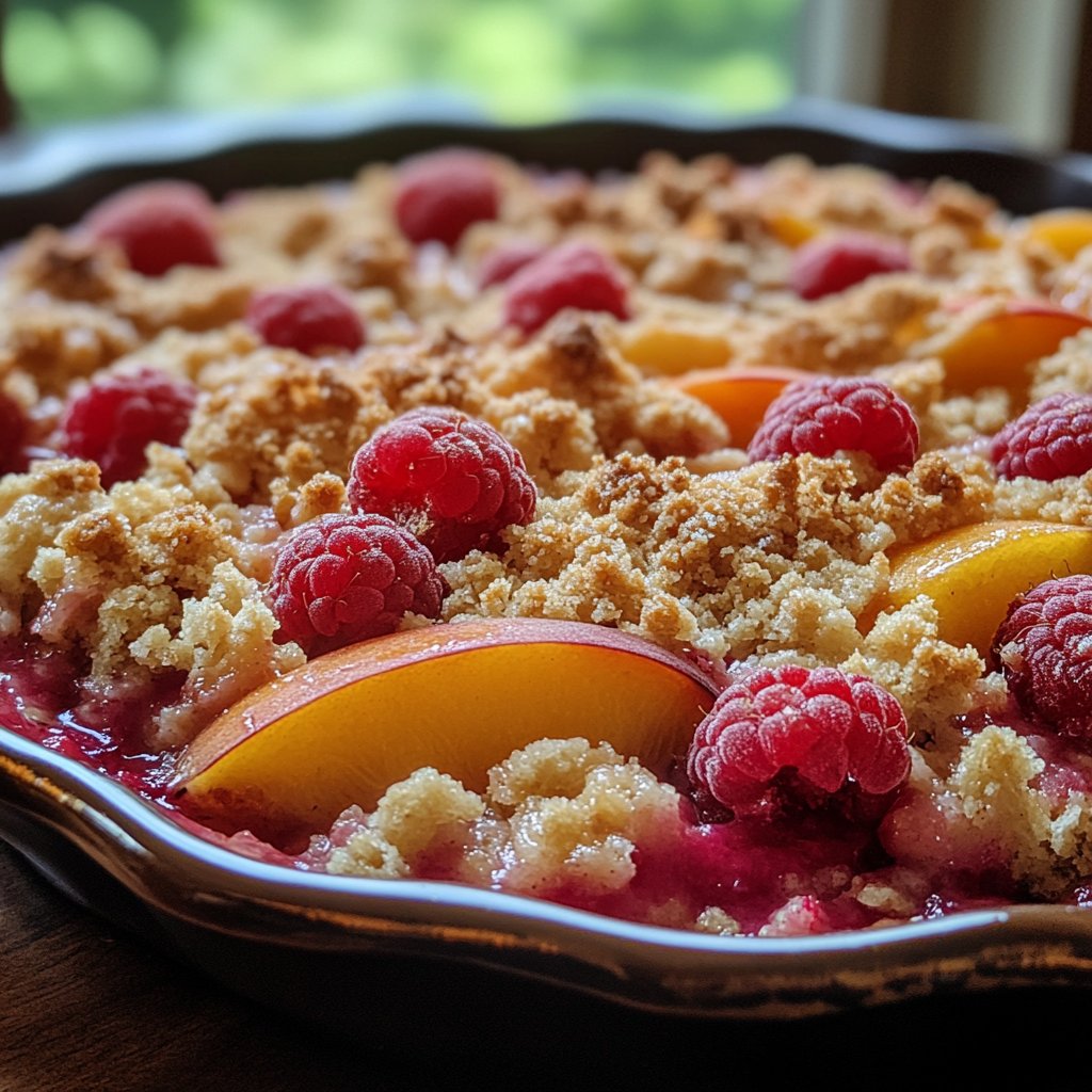 Peach and Raspberry Crumble