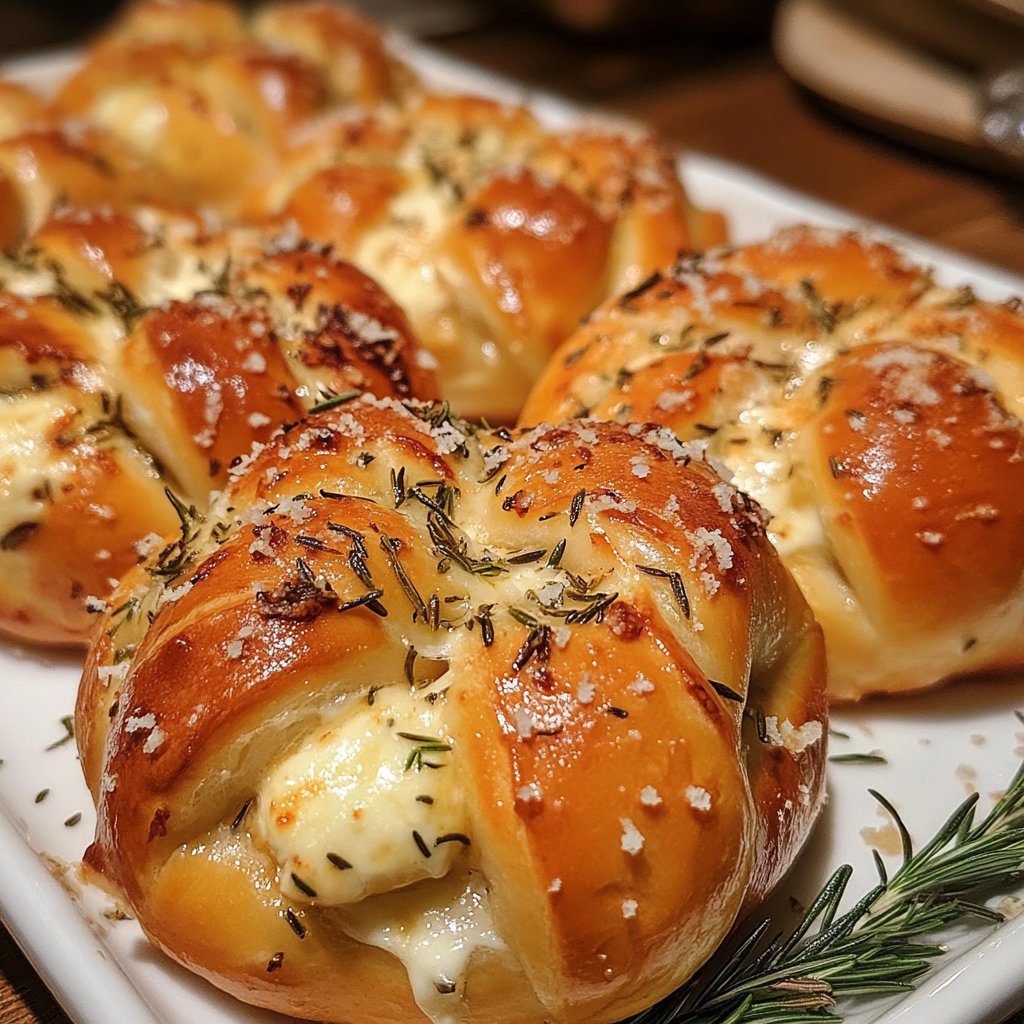 Rosemary Parmesan Pretzels with Mozzarella Filling