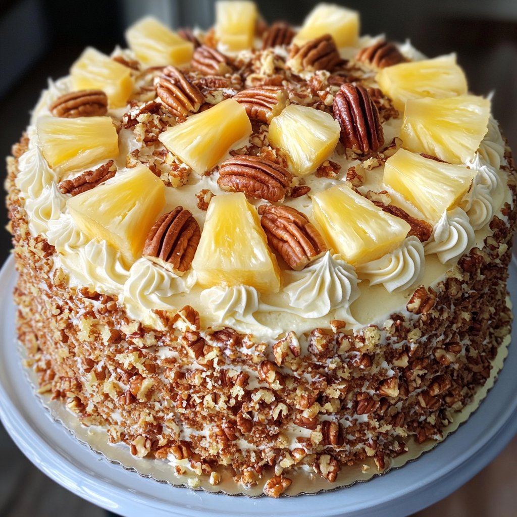 Southern Creamy Pineapple Pecan Cake Recipe