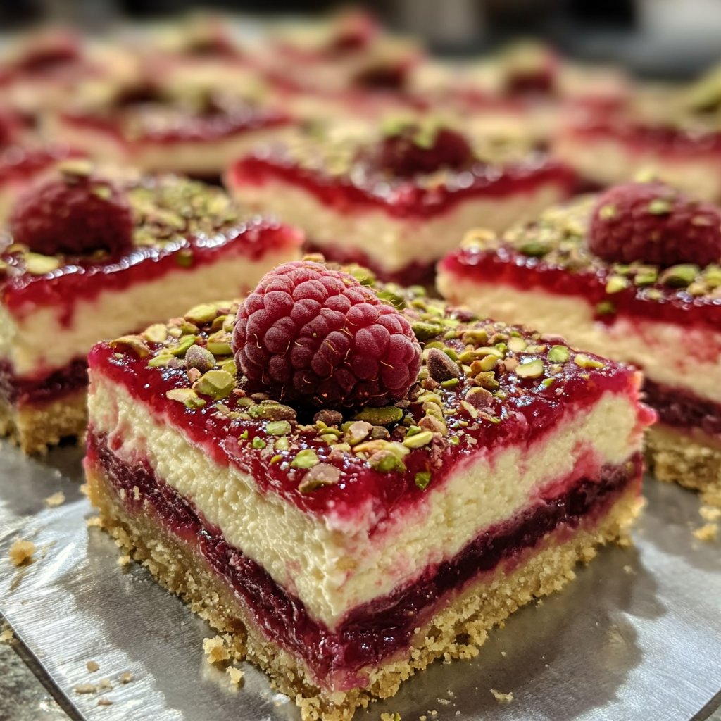 Raspberry Pistachio Cheesecake Bars Recipe